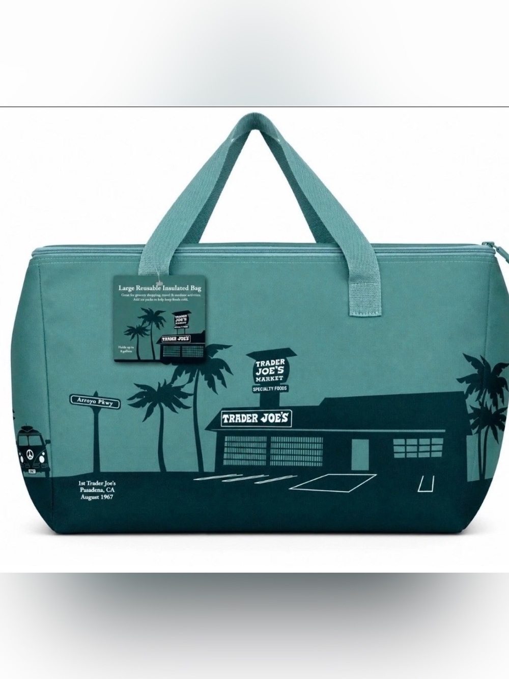 Trader Joe’s Large Teal Pasadena 1967 Insulated Cooler Bag NWT